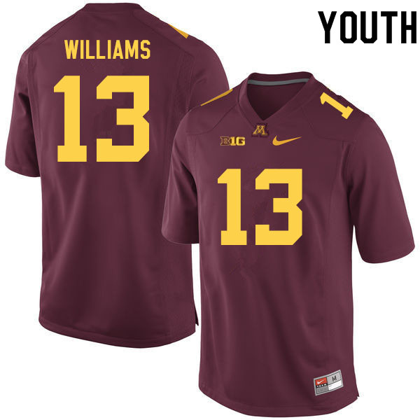 Youth #13 Devon Williams Minnesota Golden Gophers College Football Jerseys Sale-Maroon - Click Image to Close